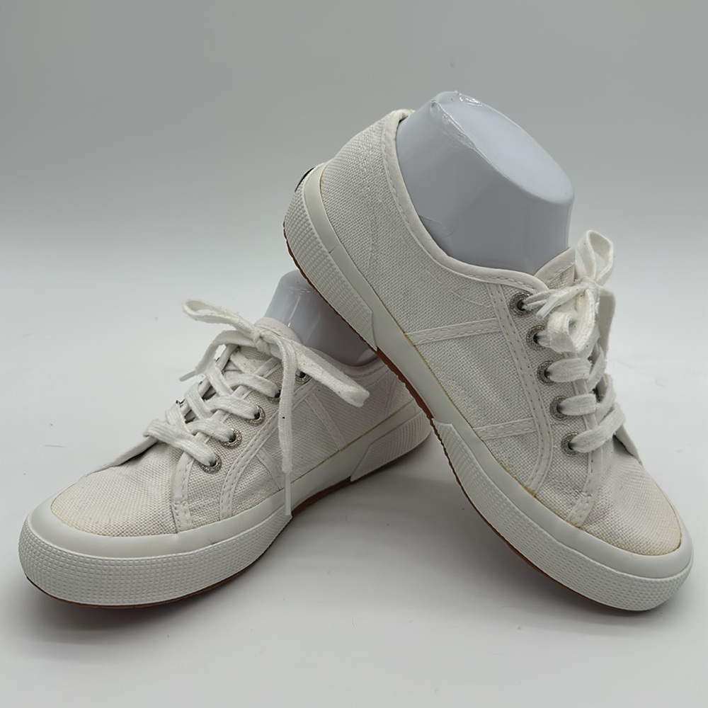 Superga Women's Cotu Classic 2750 White Canvas Sneakers Sz 37.5 US 7 EUC - Picture 2 of 16